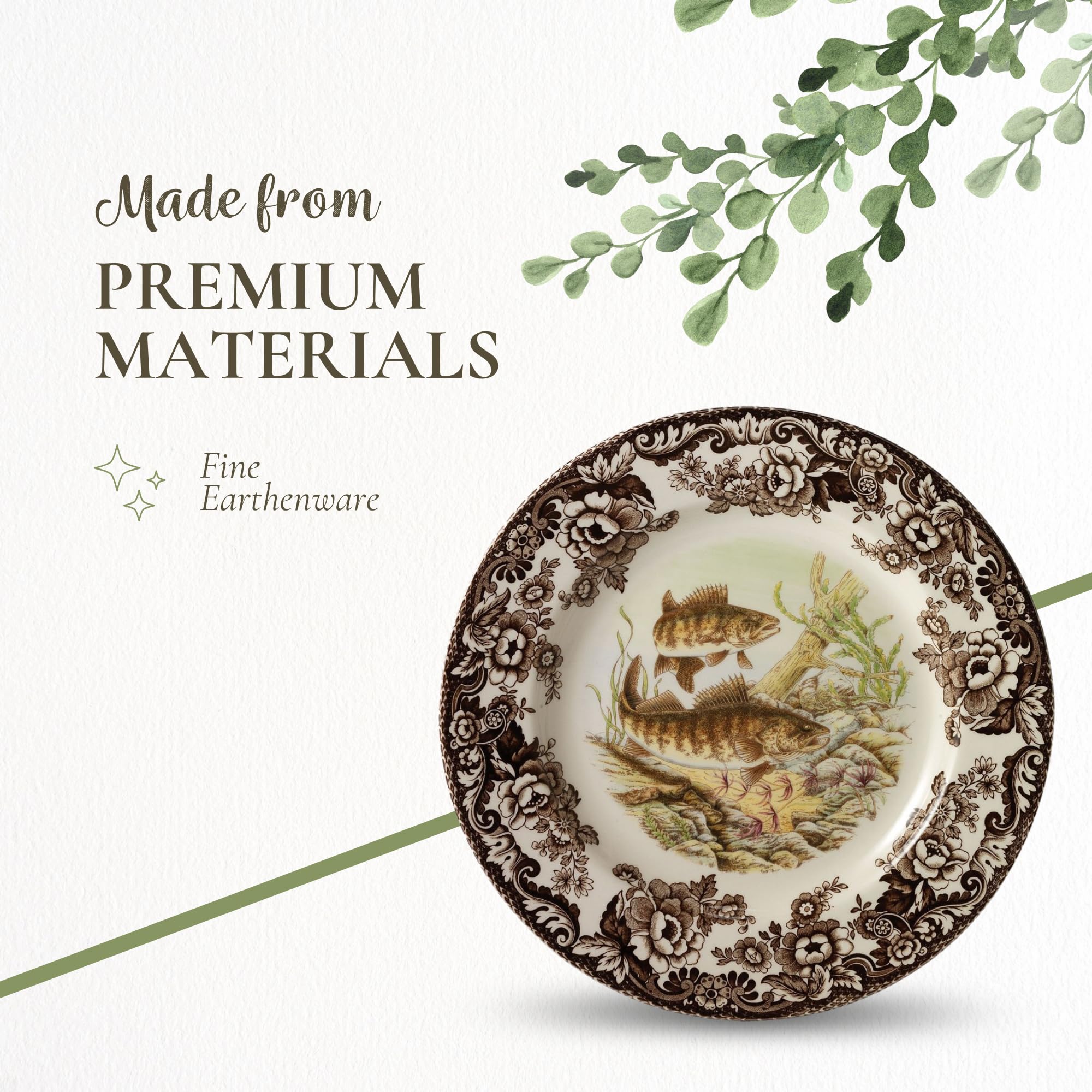 Amazon.com: Spode Woodland Walleye Dinner Plate - British Wildlife